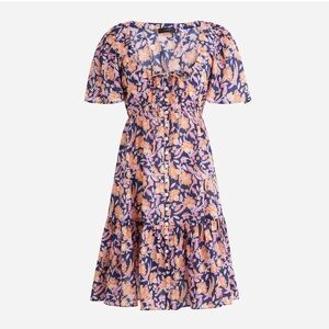 J. Crew Button-Front Cotton Voile Beach Dress in Painted Block Print